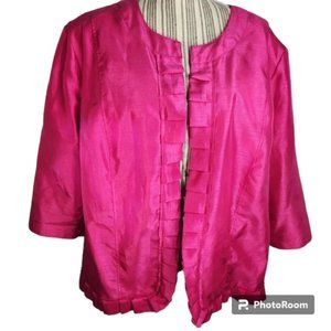 dressbarn Pink Open Front Pleated Ruffle Edge Blazer Size 22/24